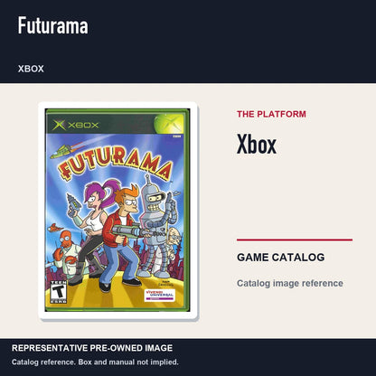Representative pre-owned Futurama (Xbox), platform product layout.