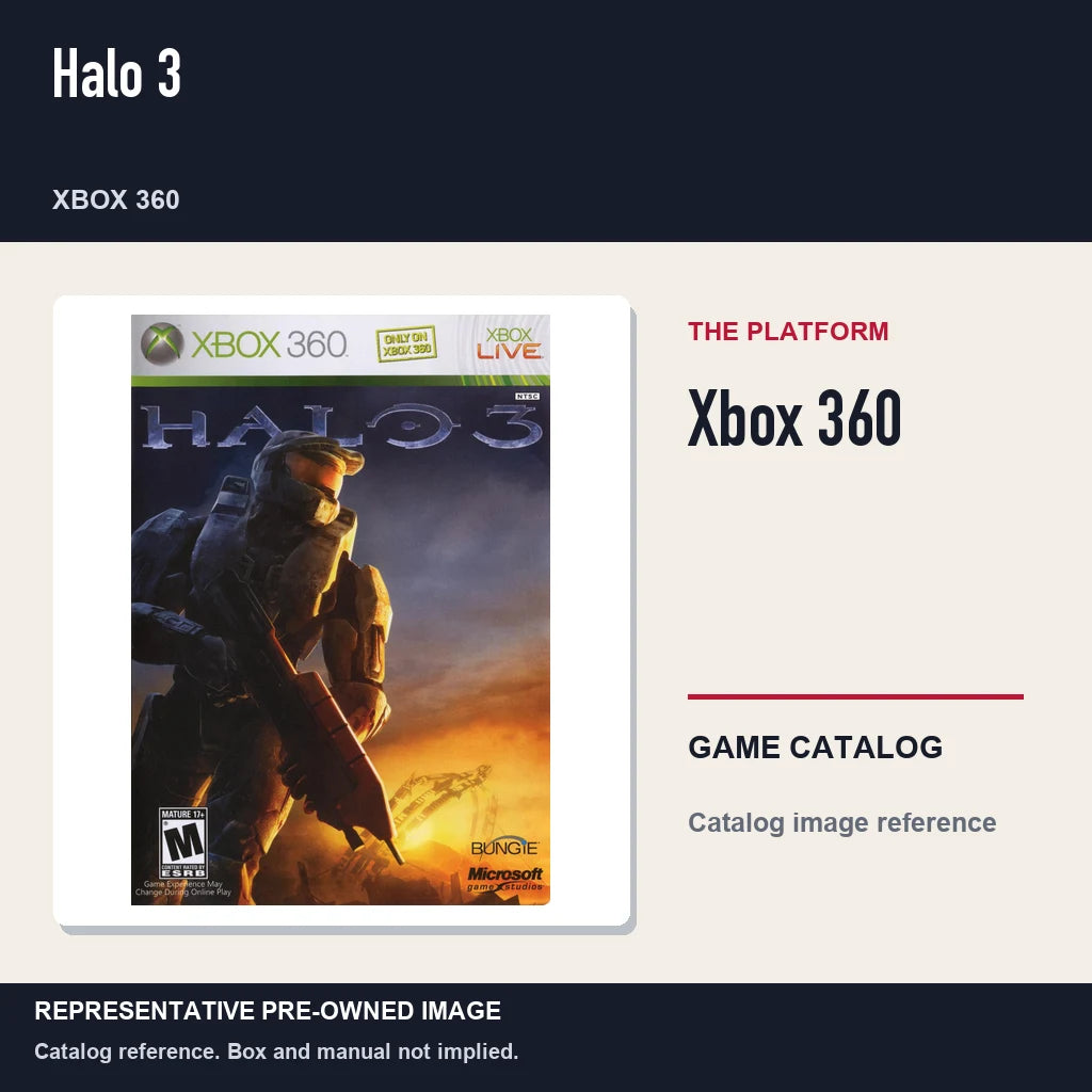 Representative pre-owned Halo 3 (Xbox 360), platform product layout.