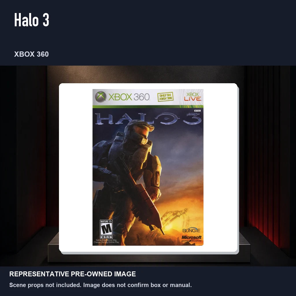 Representative pre-owned Halo 3 (Xbox 360), product image on a display panel.