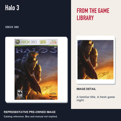 Representative pre-owned Halo 3 (Xbox 360), editorial image and detail.