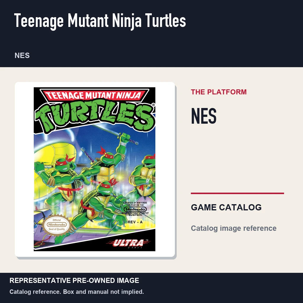 Representative pre-owned Teenage Mutant Ninja Turtles (NES), platform product layout.