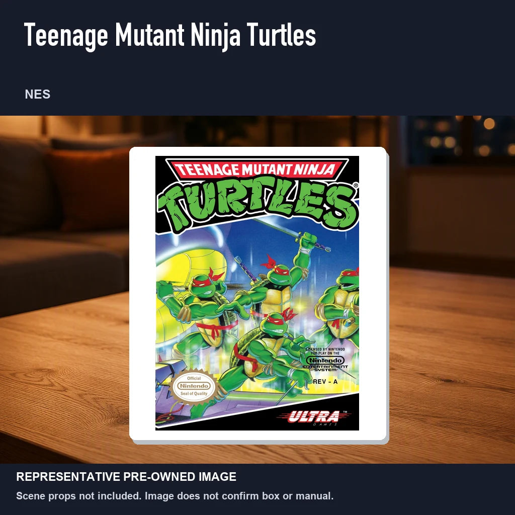 Representative pre-owned Teenage Mutant Ninja Turtles (NES), product image in a styled room scene.