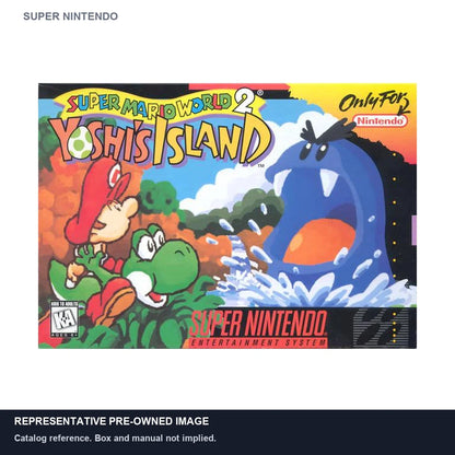 Representative pre-owned Super Mario World 2 Yoshi's Island (Super Nintendo), white product reference.