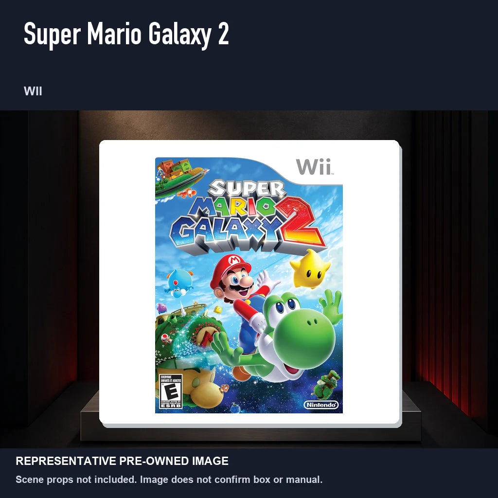 Representative pre-owned Super Mario Galaxy 2 (Wii), product image on a display panel.