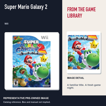 Representative pre-owned Super Mario Galaxy 2 (Wii), editorial image and detail.