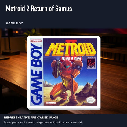 Representative pre-owned Metroid 2 Return of Samus (Game Boy), product image in a styled desk scene.