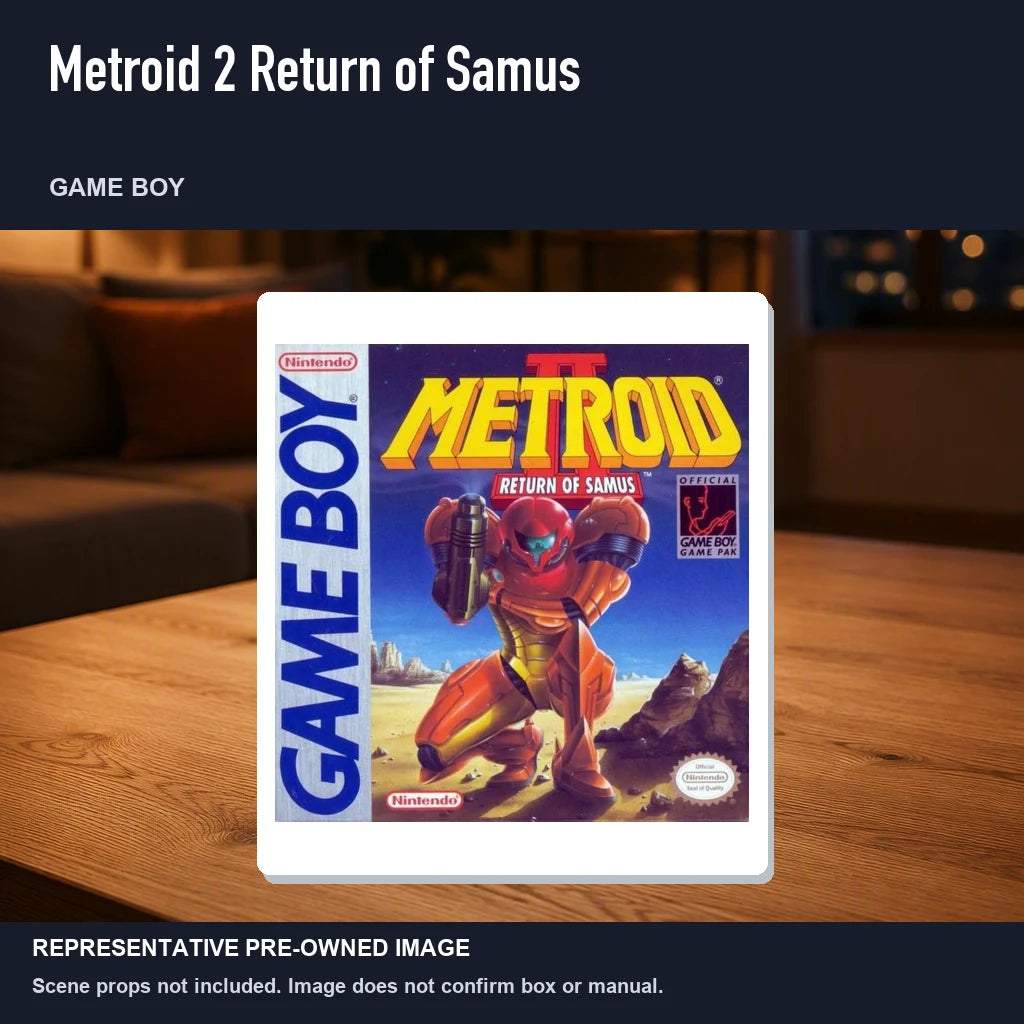 Representative pre-owned Metroid 2 Return of Samus (Game Boy), product image in a styled room scene.
