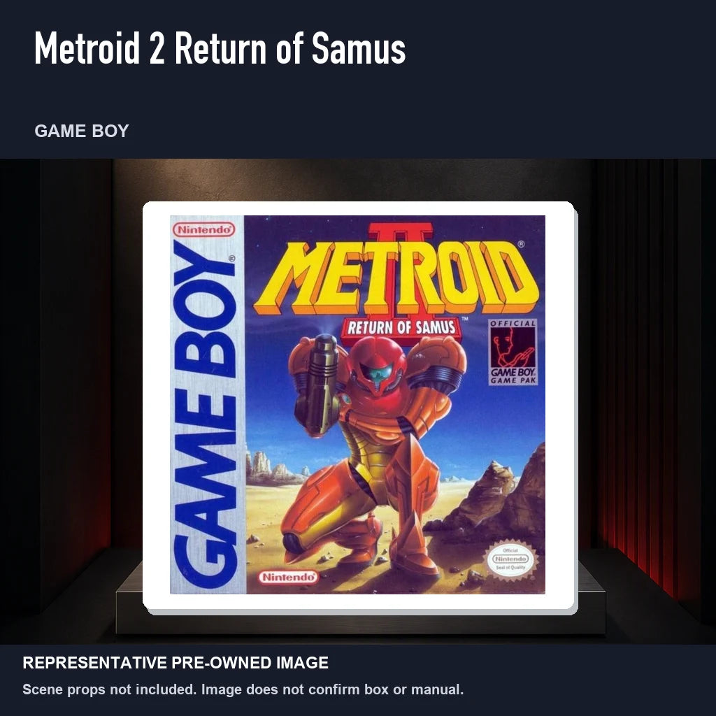 Representative pre-owned Metroid 2 Return of Samus (Game Boy), product image on a display panel.