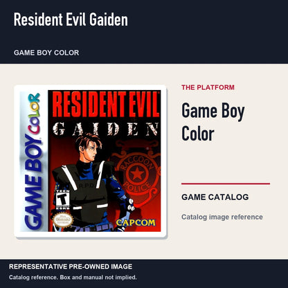 Representative pre-owned Resident Evil Gaiden (Game Boy Color), platform product layout.