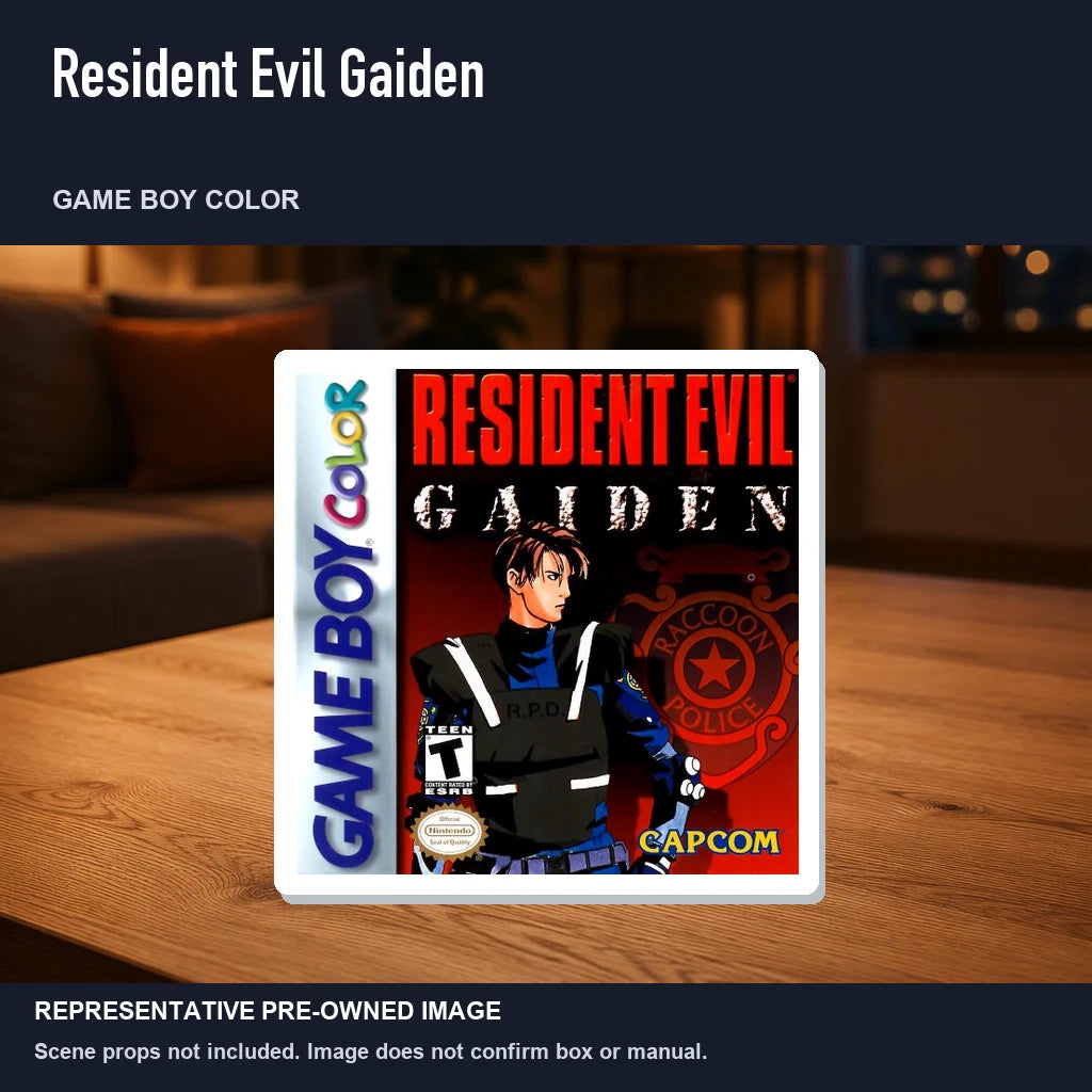 Representative pre-owned Resident Evil Gaiden (Game Boy Color), product image in a styled room scene.