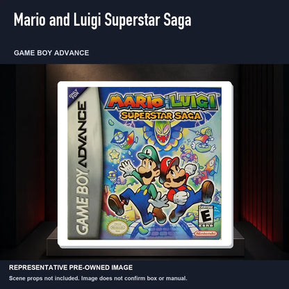 Representative pre-owned Mario and Luigi Superstar Saga (Game Boy Advance), product image on a display panel.