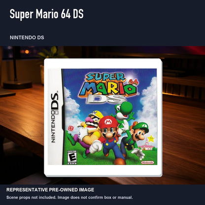 Representative pre-owned Super Mario 64 DS (Nintendo DS), product image in a styled desk scene.