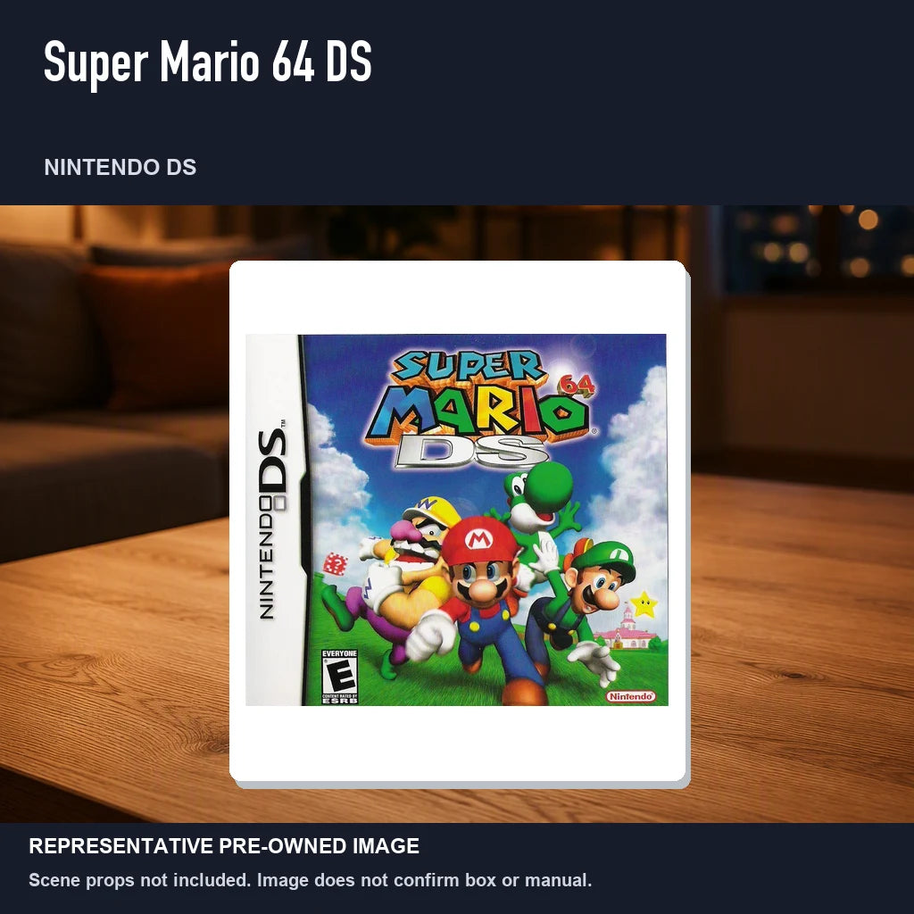Representative pre-owned Super Mario 64 DS (Nintendo DS), product image in a styled room scene.