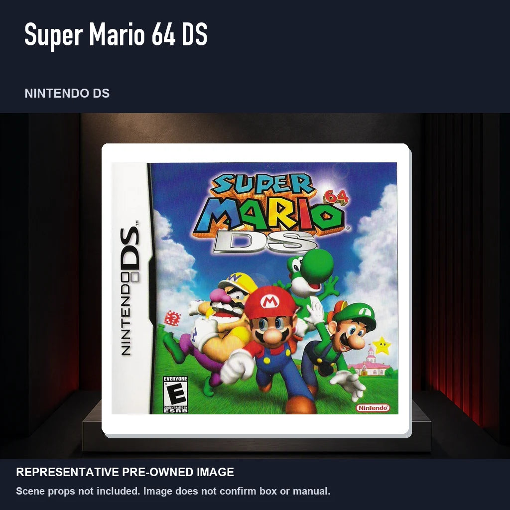 Representative pre-owned Super Mario 64 DS (Nintendo DS), product image on a display panel.