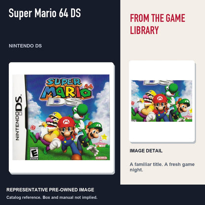 Representative pre-owned Super Mario 64 DS (Nintendo DS), editorial image and detail.