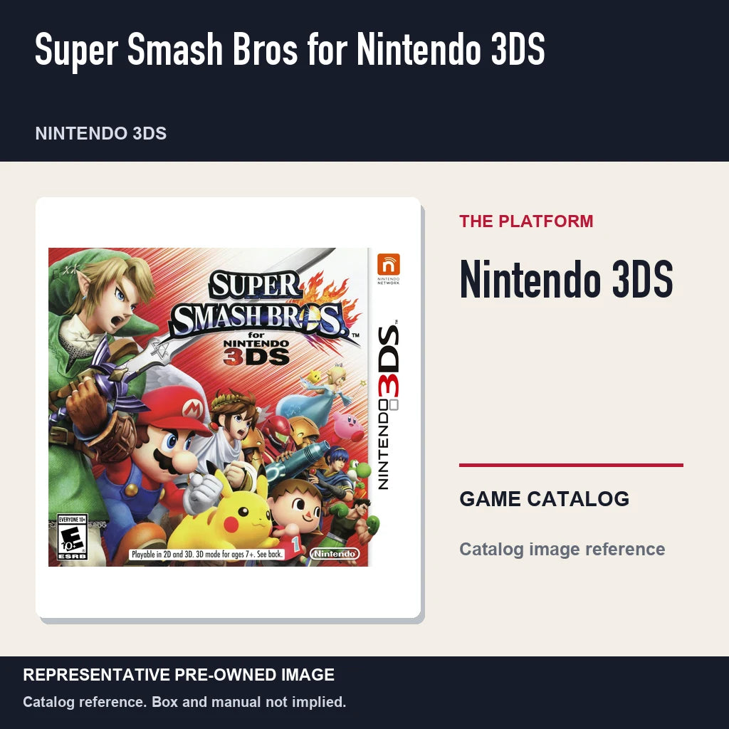 Representative pre-owned Super Smash Bros for Nintendo 3DS (Nintendo 3DS), platform product layout.