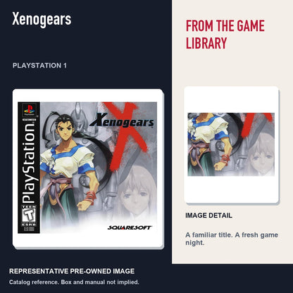 Representative pre-owned Xenogears (PlayStation 1), editorial image and detail.