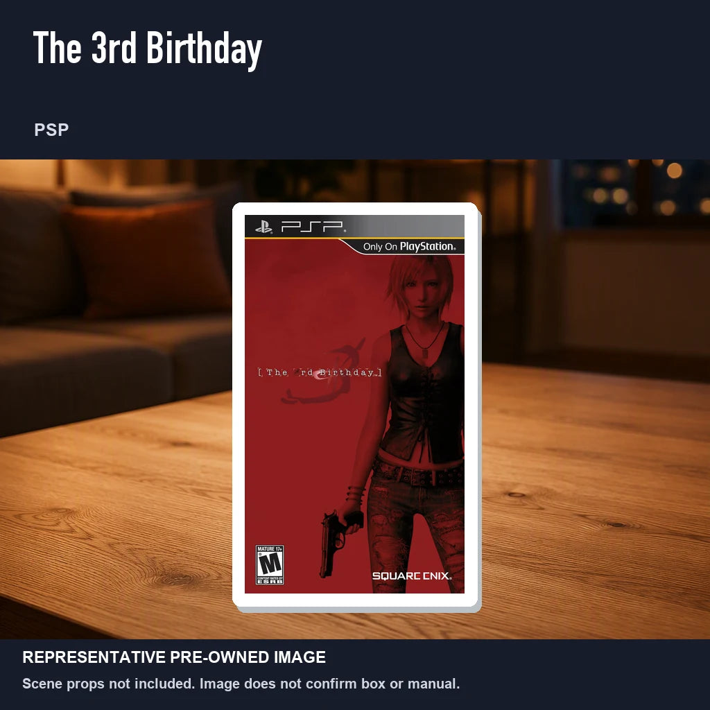 Representative pre-owned The 3rd Birthday (PSP), product image in a styled room scene.