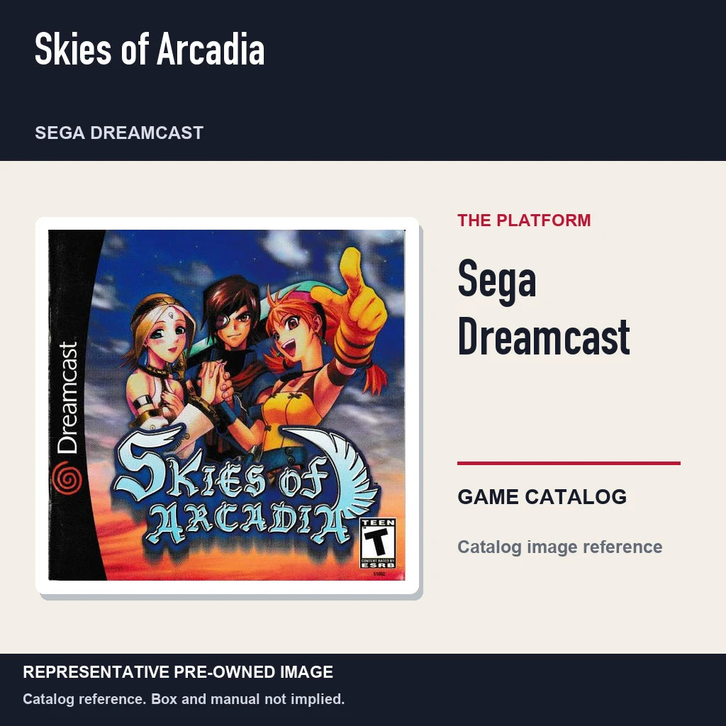 Representative pre-owned Skies of Arcadia (Sega Dreamcast), platform product layout.