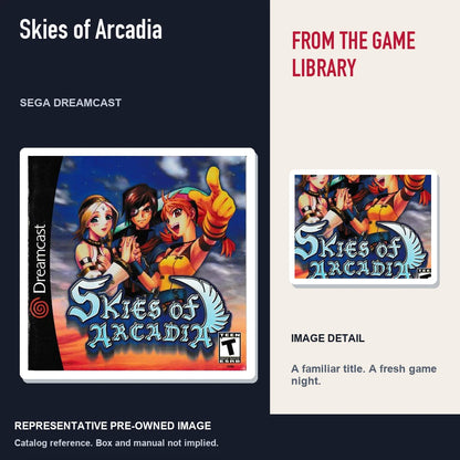 Representative pre-owned Skies of Arcadia (Sega Dreamcast), editorial image and detail.