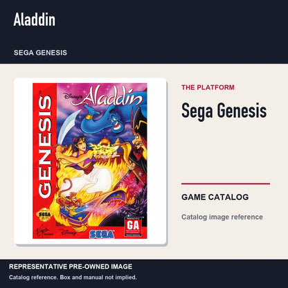 Representative pre-owned Aladdin (Sega Genesis), platform product layout.