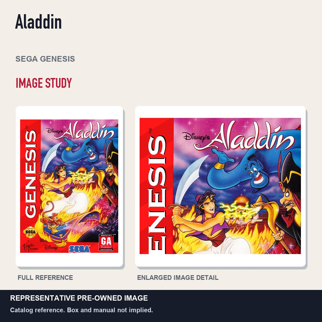 Representative pre-owned Aladdin (Sega Genesis), full image and detail.
