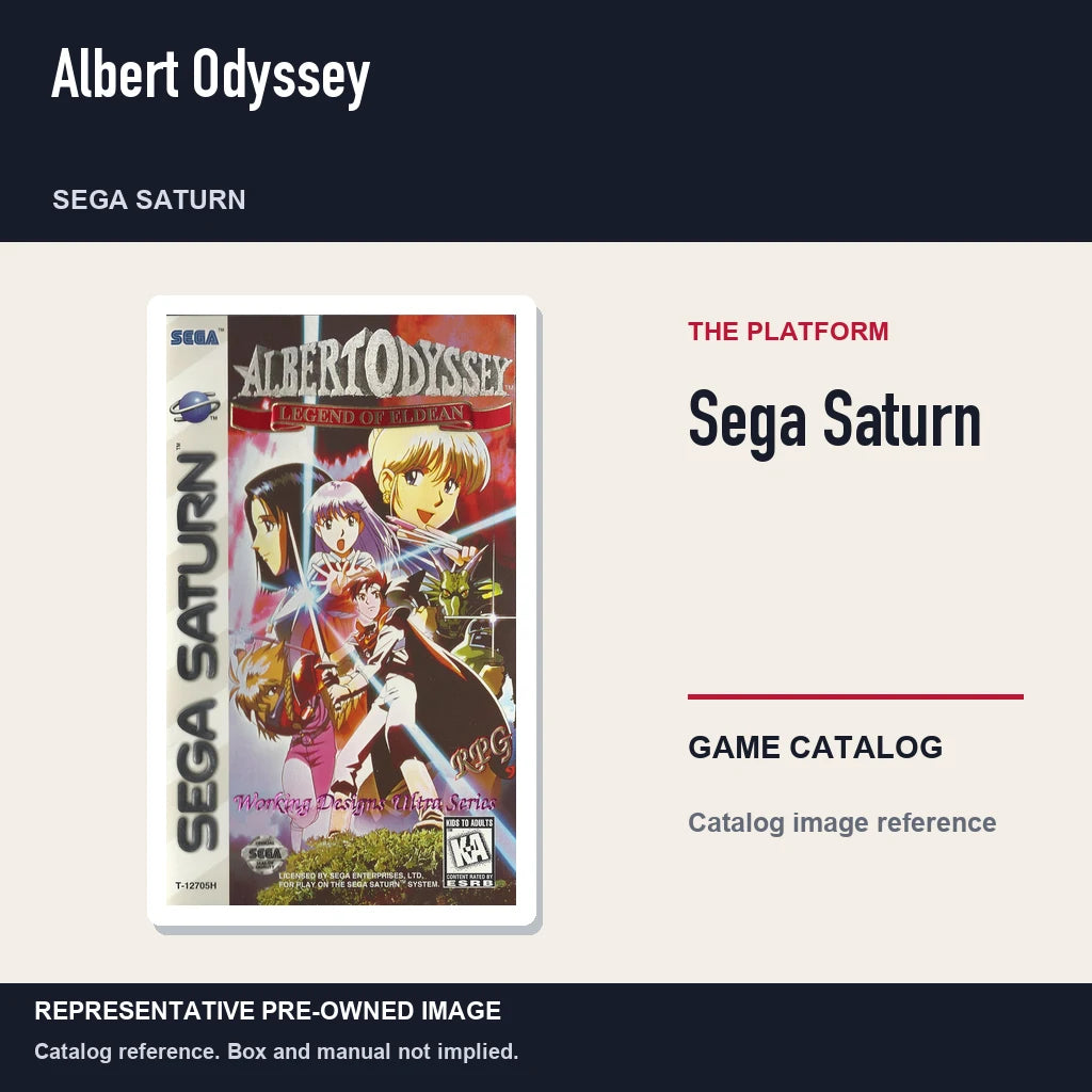 Representative pre-owned Albert Odyssey (Sega Saturn), platform product layout.