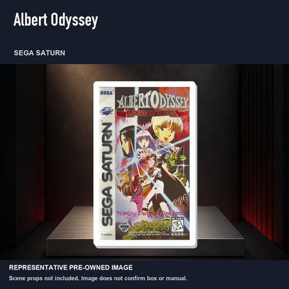 Representative pre-owned Albert Odyssey (Sega Saturn), product image on a display panel.