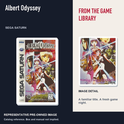Representative pre-owned Albert Odyssey (Sega Saturn), editorial image and detail.