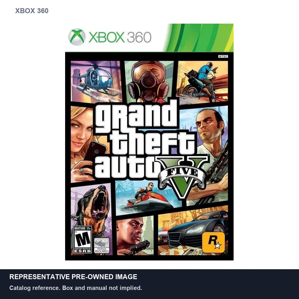 Representative pre-owned Grand Theft Auto V (Xbox 360), white product reference.