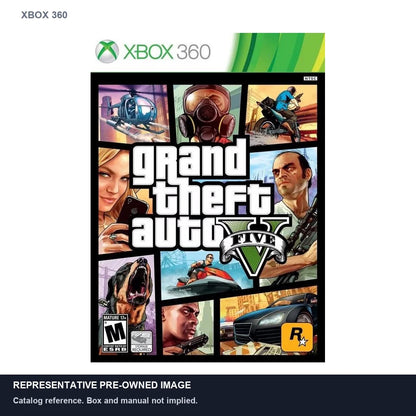 Representative pre-owned Grand Theft Auto V (Xbox 360), white product reference.