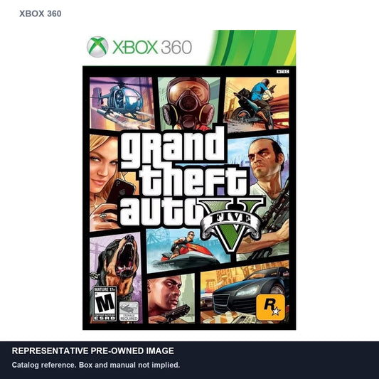 Representative pre-owned Grand Theft Auto V (Xbox 360), white product reference.