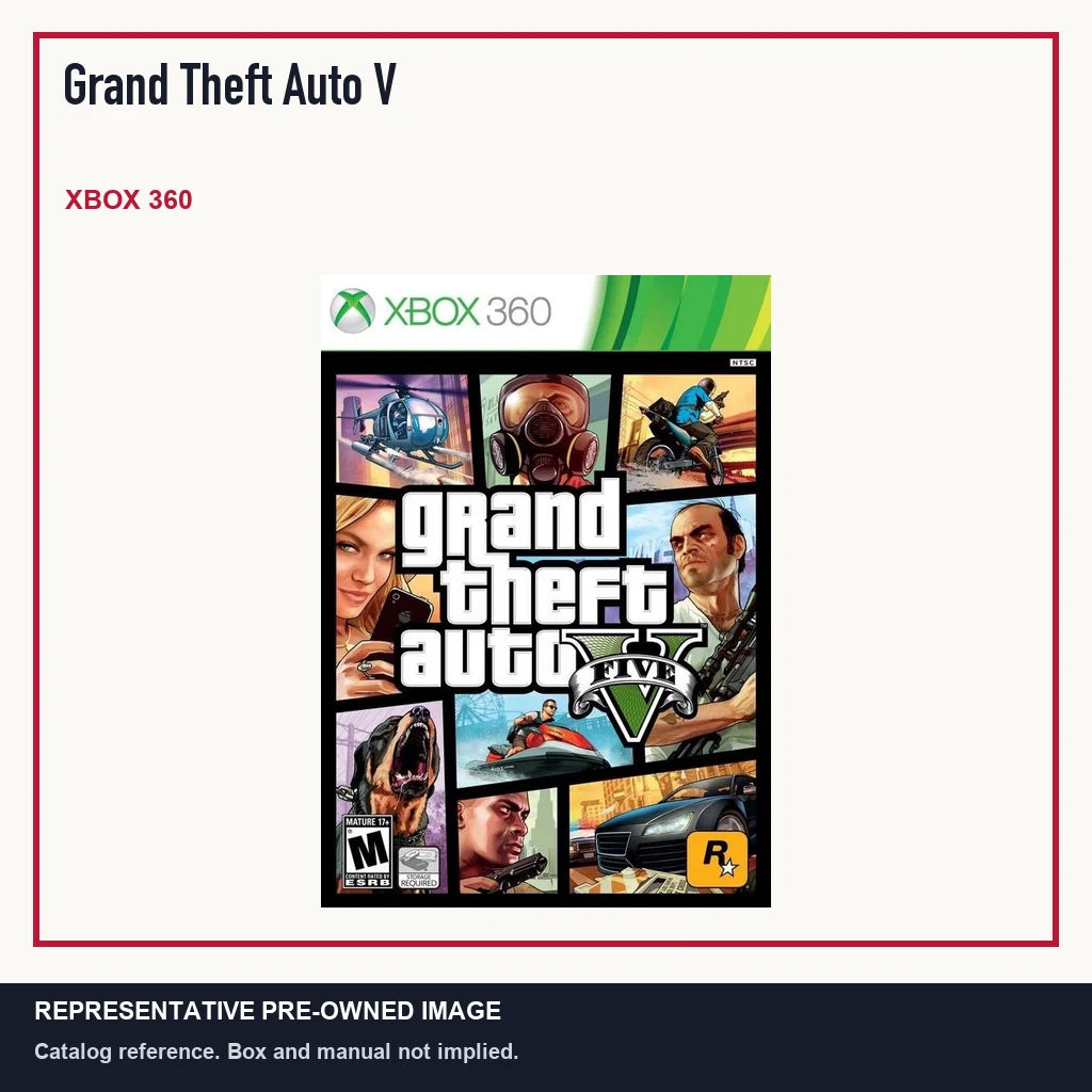 Representative pre-owned Grand Theft Auto V (Xbox 360), minimal product layout.