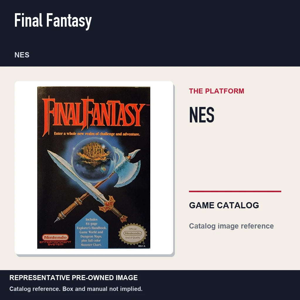 Representative pre-owned Final Fantasy (NES), platform product layout.