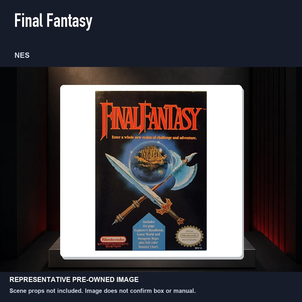 Representative pre-owned Final Fantasy (NES), product image on a display panel.