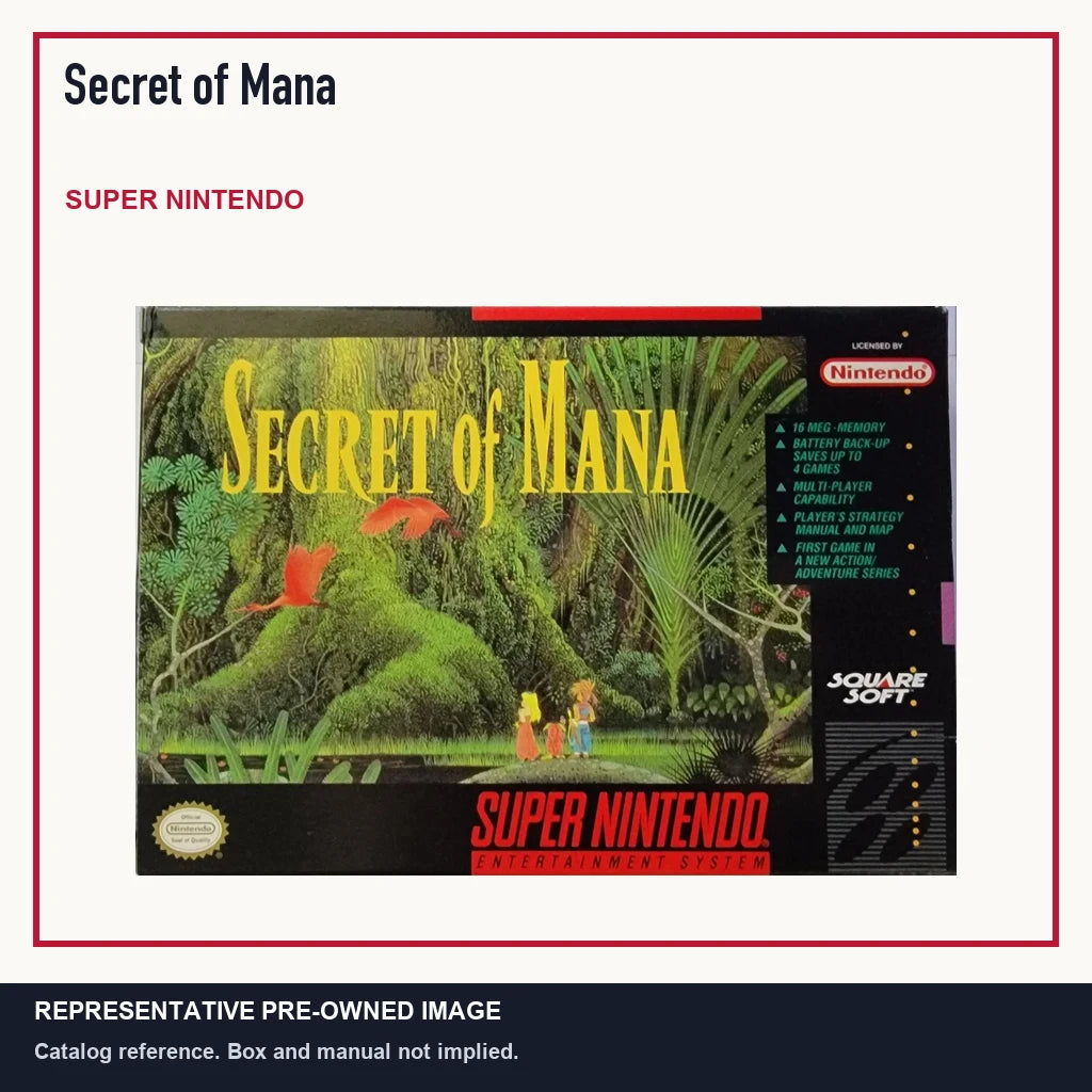 Representative pre-owned Secret of Mana (Super Nintendo), minimal product layout.