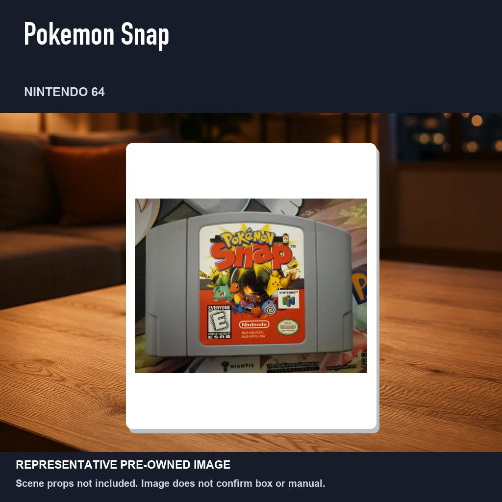 Representative pre-owned Pokemon Snap (Nintendo 64), product image in a styled room scene.