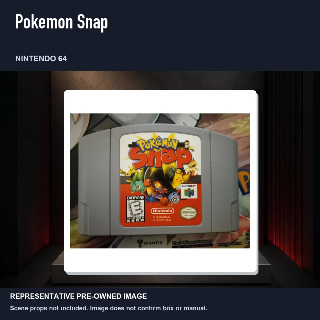 Representative pre-owned Pokemon Snap (Nintendo 64), product image on a display panel.
