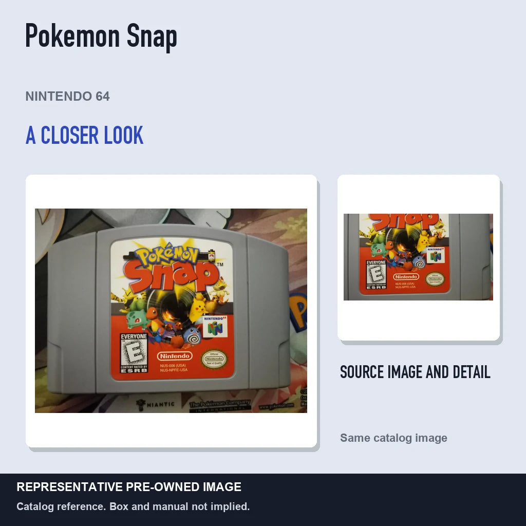 Representative pre-owned Pokemon Snap (Nintendo 64), full image with detail inset.