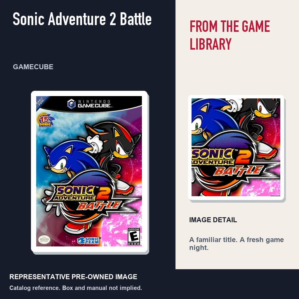 Representative pre-owned Sonic Adventure 2 Battle (GameCube), editorial image and detail.