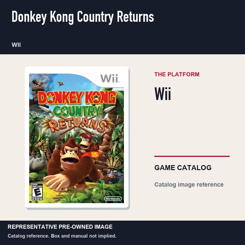 Representative pre-owned Donkey Kong Country Returns (Wii), platform product layout.