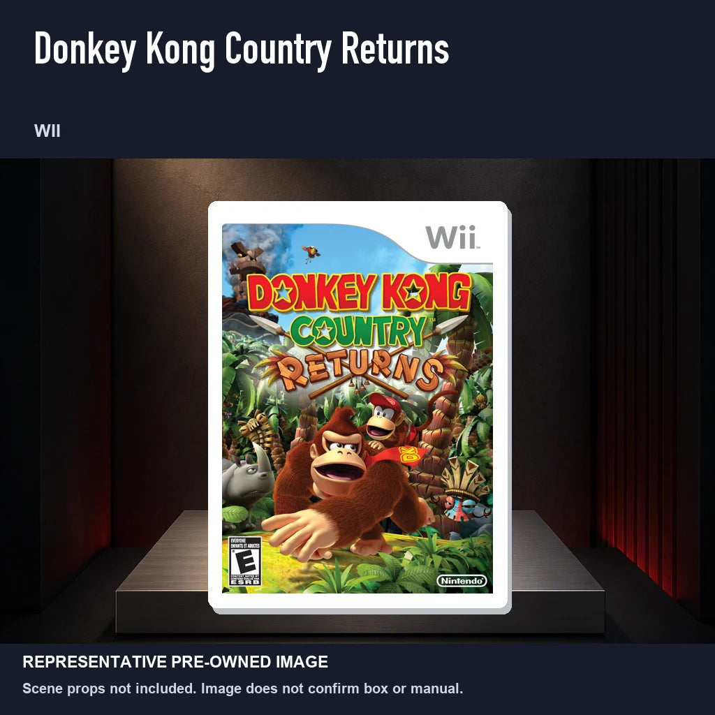Representative pre-owned Donkey Kong Country Returns (Wii), product image on a display panel.