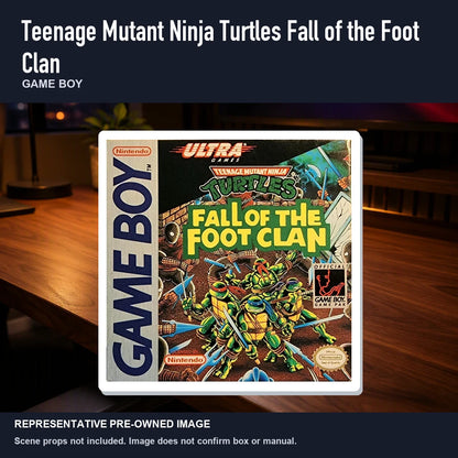 Representative pre-owned Teenage Mutant Ninja Turtles Fall of the Foot Cl… (Game Boy), product image in a styled desk scene.