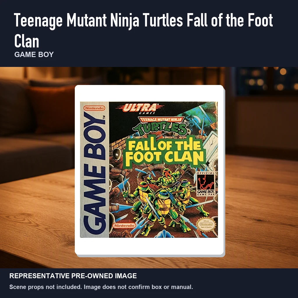 Representative pre-owned Teenage Mutant Ninja Turtles Fall of the Foot Cl… (Game Boy), product image in a styled room scene.