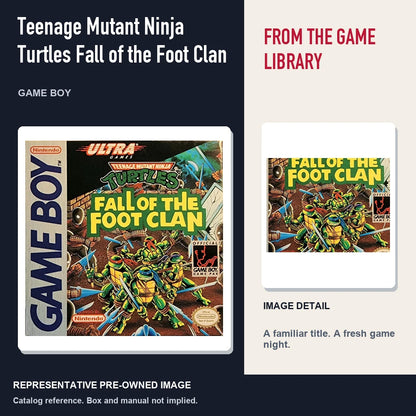 Representative pre-owned Teenage Mutant Ninja Turtles Fall of the Foot Clan (Game Boy), editorial image and detail.