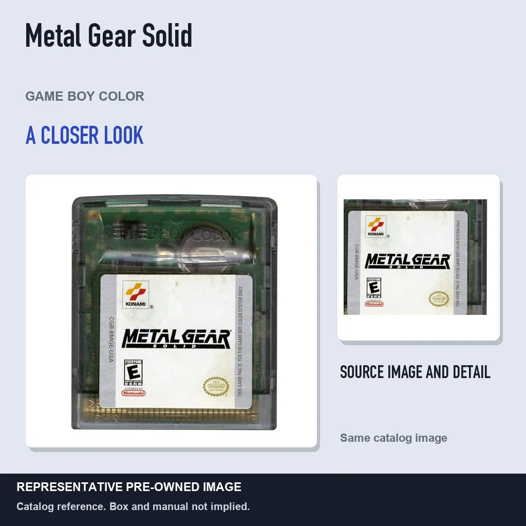 Representative pre-owned Metal Gear Solid (Game Boy Color), full image with detail inset.