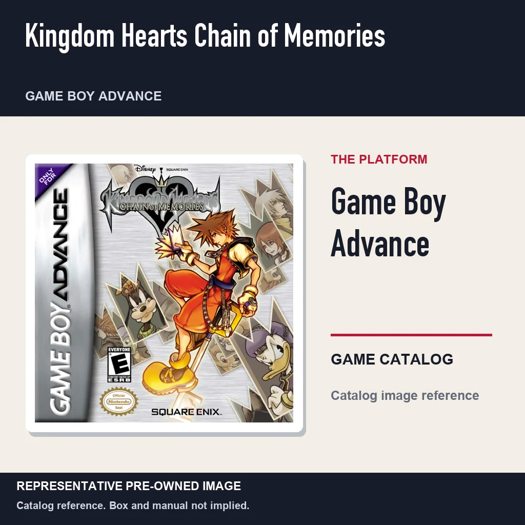 Representative pre-owned Kingdom Hearts Chain of Memories (Game Boy Advance), platform product layout.