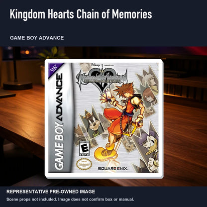 Representative pre-owned Kingdom Hearts Chain of Memories (Game Boy Advance), product image in a styled desk scene.