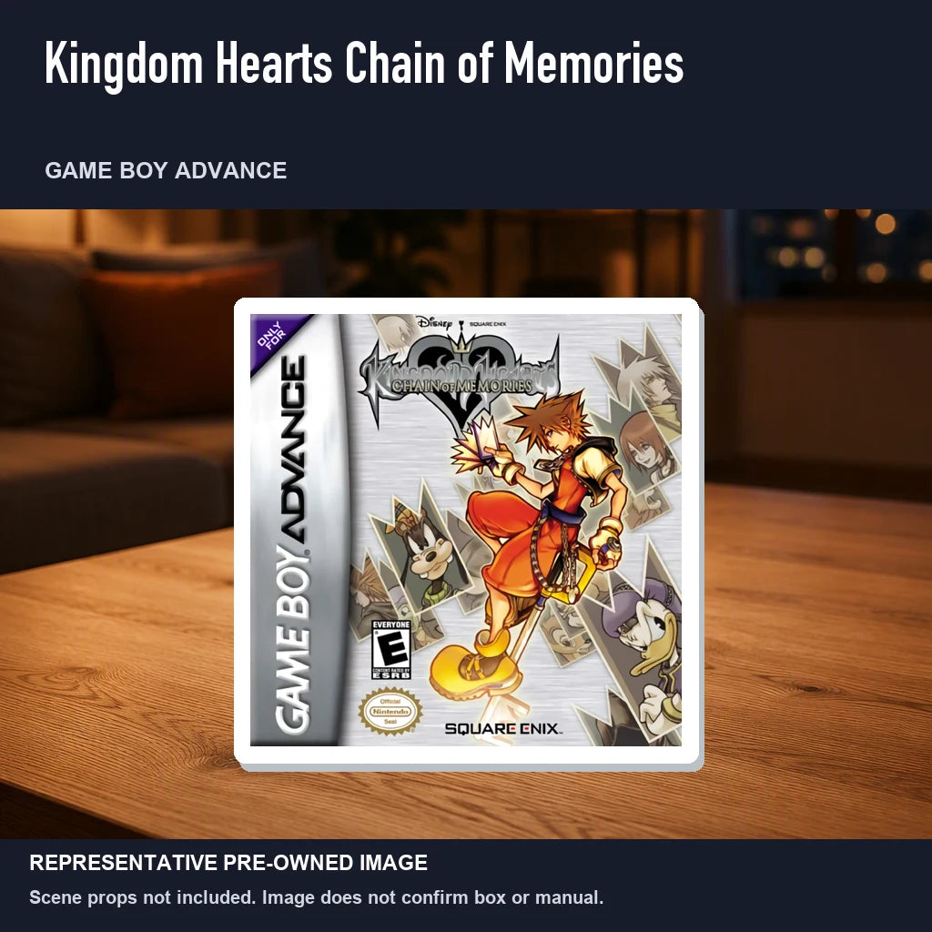 Representative pre-owned Kingdom Hearts Chain of Memories (Game Boy Advance), product image in a styled room scene.