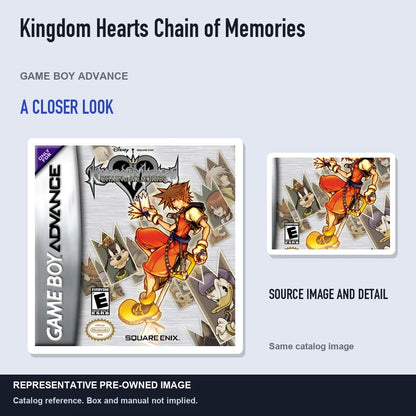Representative pre-owned Kingdom Hearts Chain of Memories (Game Boy Advance), full image with detail inset.